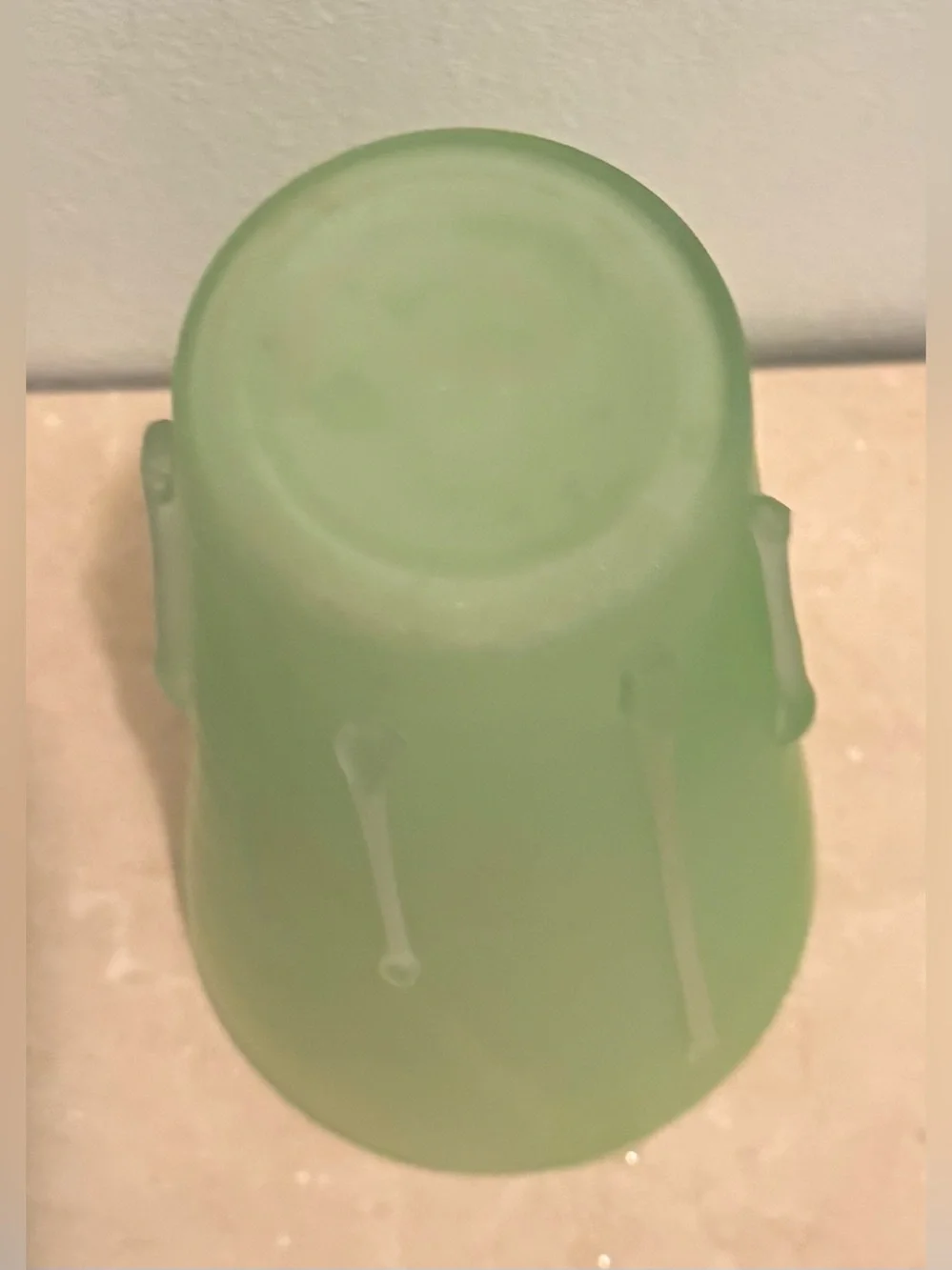 Lime green 10”H vase.
